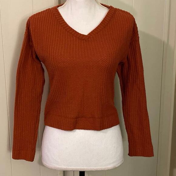 Art Class Orange Sweatshirt Knit Sz Large 10/12 Crop Recycled Polyester Spandex - Picture 1 of 12